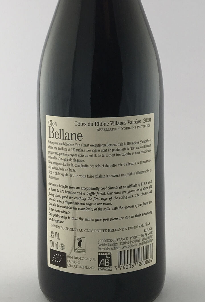 CDR Villages - Valréas Clos Bellane BIO 2022 75 cl Rouge