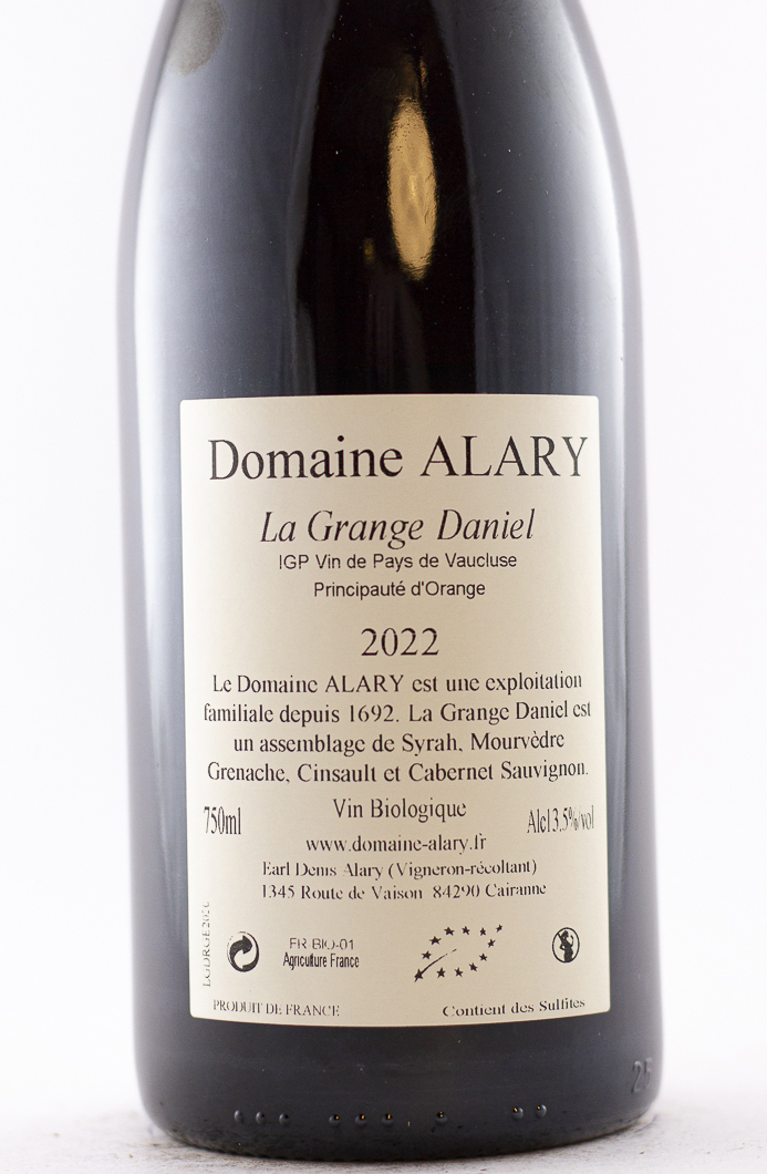 Vin de Principauté d'Orange Denis et Daniel Alary  La Grange Daniel BIO 2023 75 cl Rouge