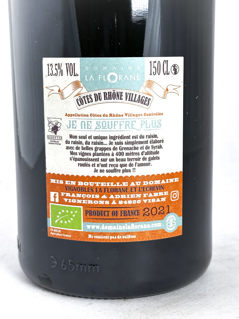 CDR Villages - Visan La Florane Je ne Souffre Plus BIO 2022 150 cl Rouge