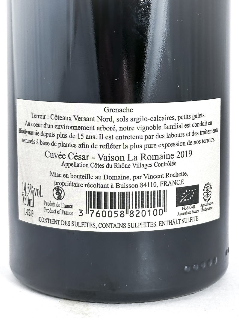 Côtes du Rhône Villages La Roche Audran Cuvée César, BIO, Biodynamie 2019 75 cl Rouge