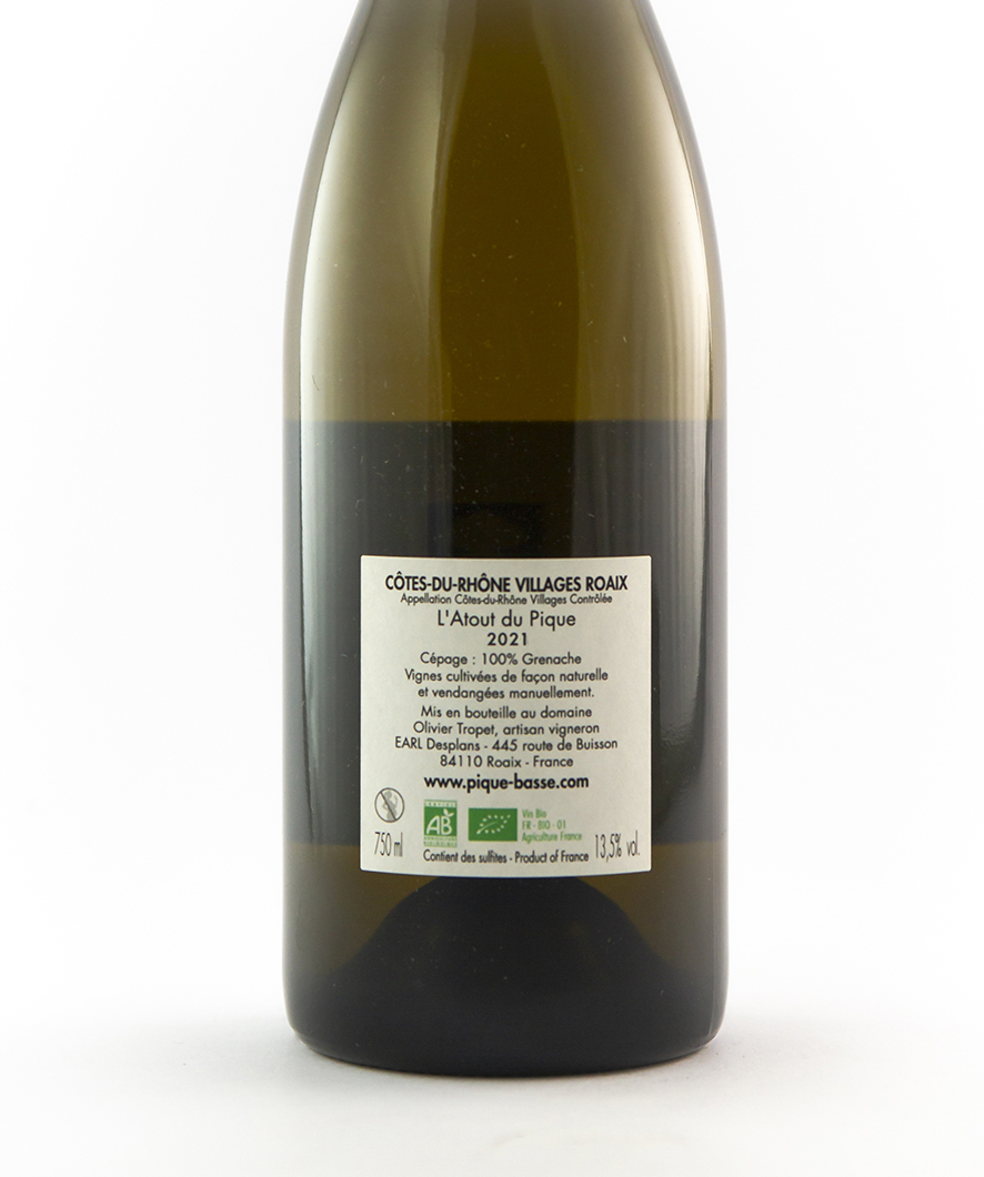 CDR Villages - Roaix Pique Basse Atout du Pique BIO 2021 75 cl Blanc