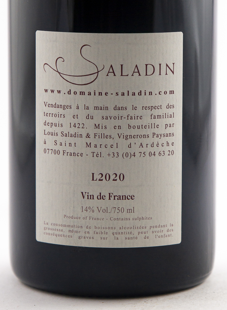 Côtes du Rhône Domaine Saladin La chaveyron 1422 BIO, BIODYNAMIE 2020 75 cl Rouge