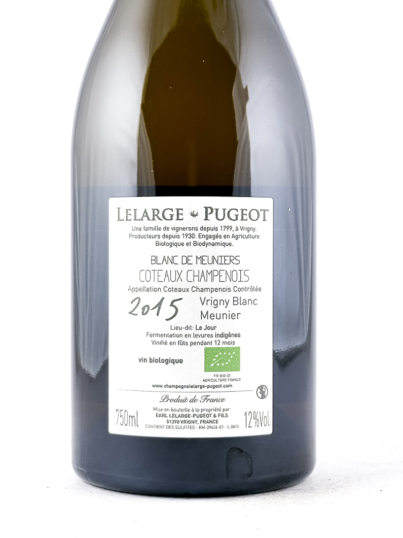 blanc de meunier Lelarge pugeot blanc de meunier bio biodynamie 2015 75 cl Blanc