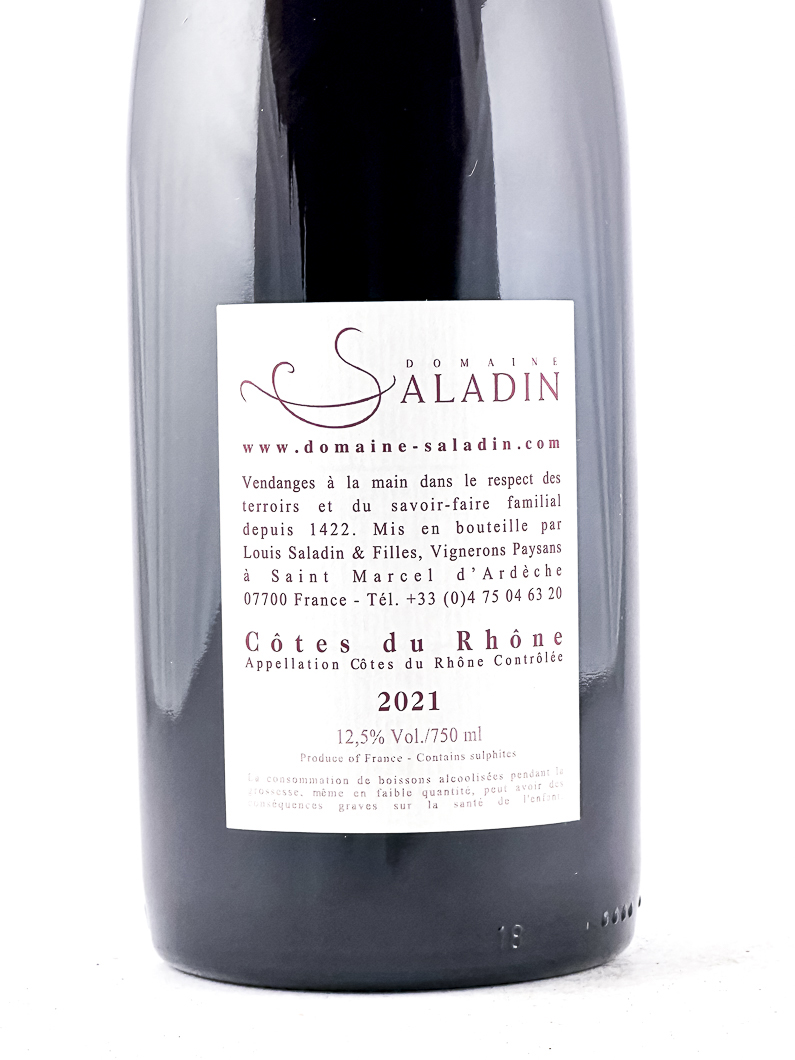 Côtes du Rhône Domaine Saladin UNE GOUTTE bio biodynamie 2021 75 cl Rouge