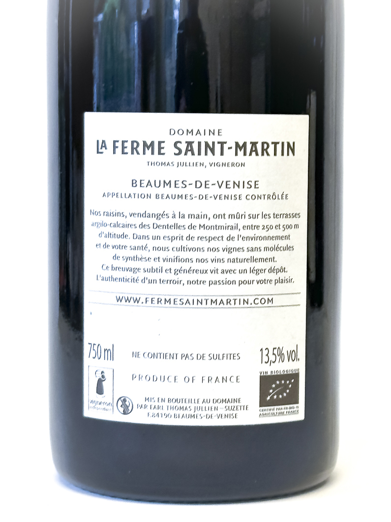 Beaumes de Venise La Ferme Saint-Martin Terres Jaunes BIO 2021 75 cl Rouge