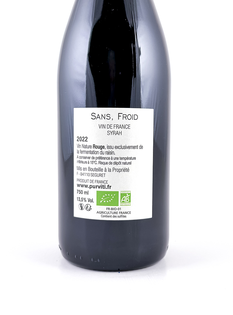 Vin de France Purviti SANS FROID  BIO, Biodynamie 2022 75 cl Rouge