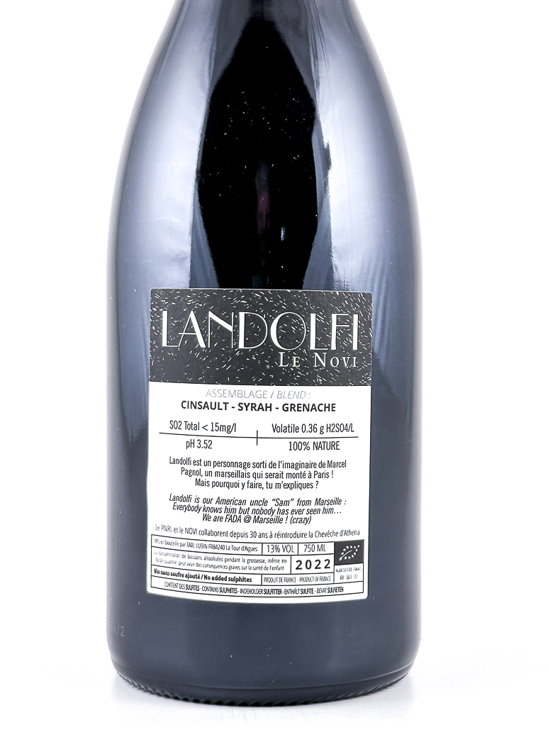 Vin de France Le Novi landolfi BIO 2022 75 cl Rouge