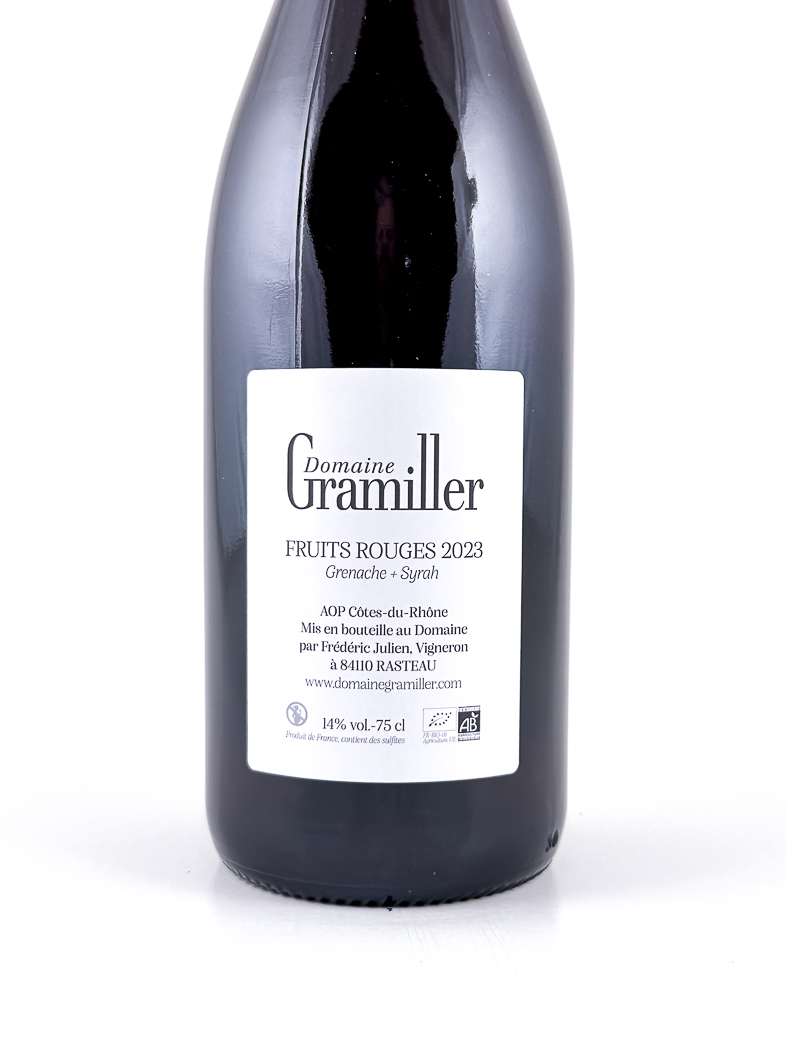 côte du rhône Gramiller  FRUITS ROUGES BIO 2023 75 cl Rouge