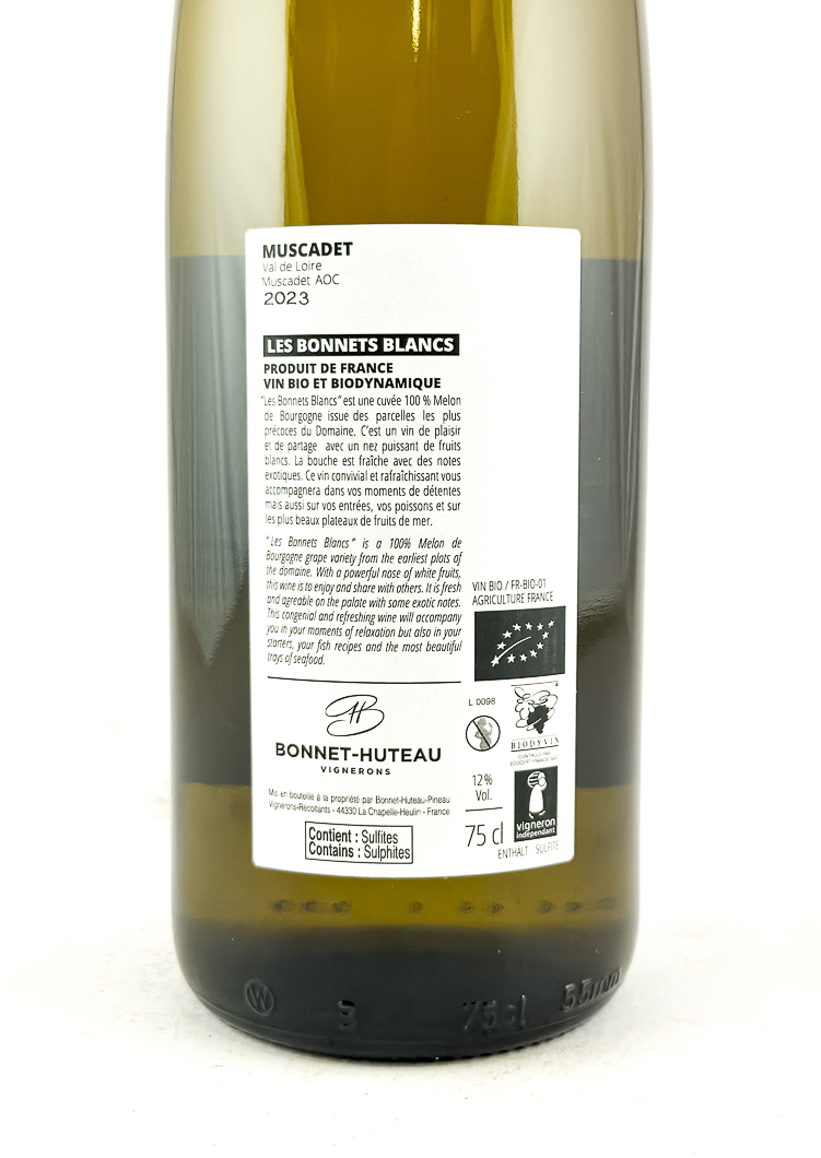 AOC Muscadet Sèvre et Maine sur Lie Bonnet-Huteau Les Bonnets Blancs, BIO 2023 75 cl Blanc