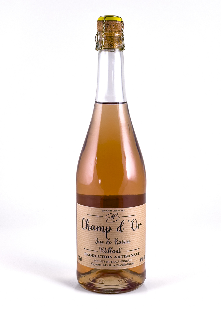 jus de raisin petillant, BIO Bonnet-Huteau champ d'or 75 cl Rosé