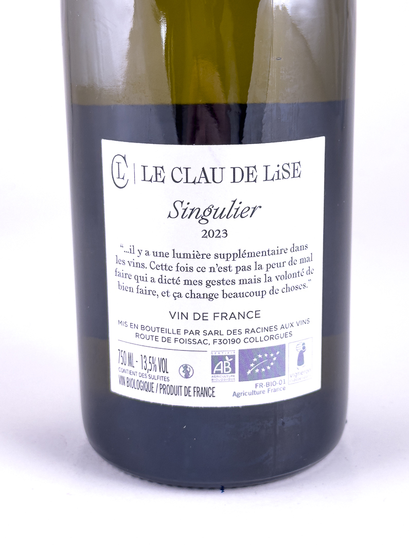 Vin de France Clau de Lise Singulier, BIO 2024 75 cl Blanc