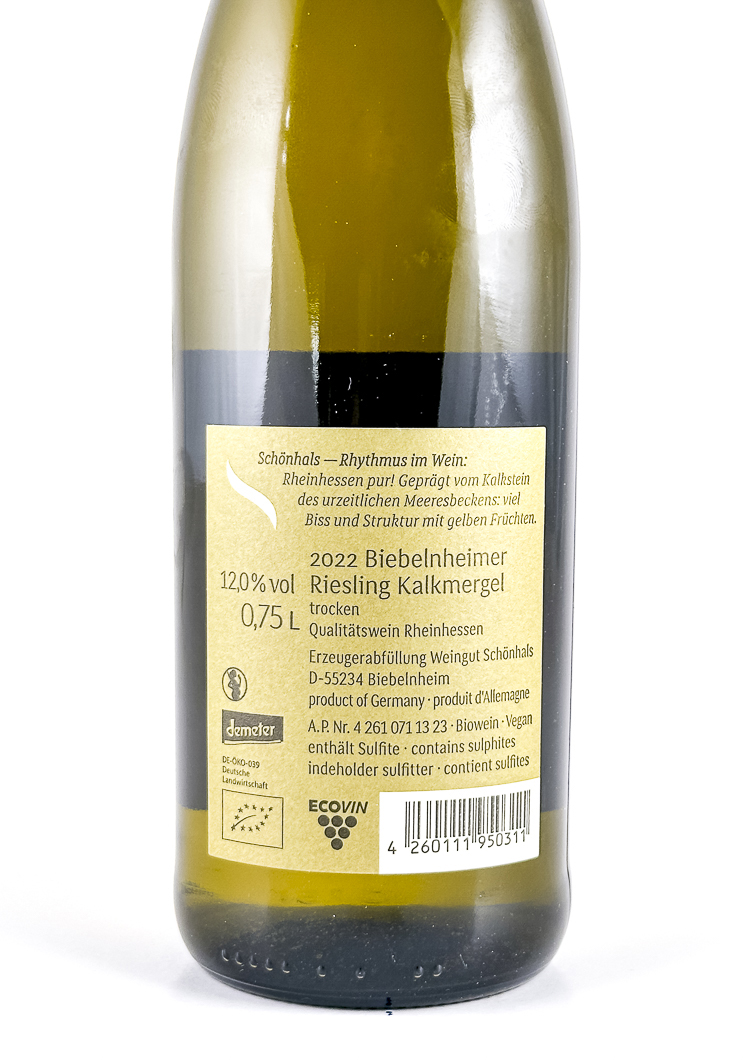 riesling weingut schoenhals kalkmergel, BIO 2022 75 cl Blanc