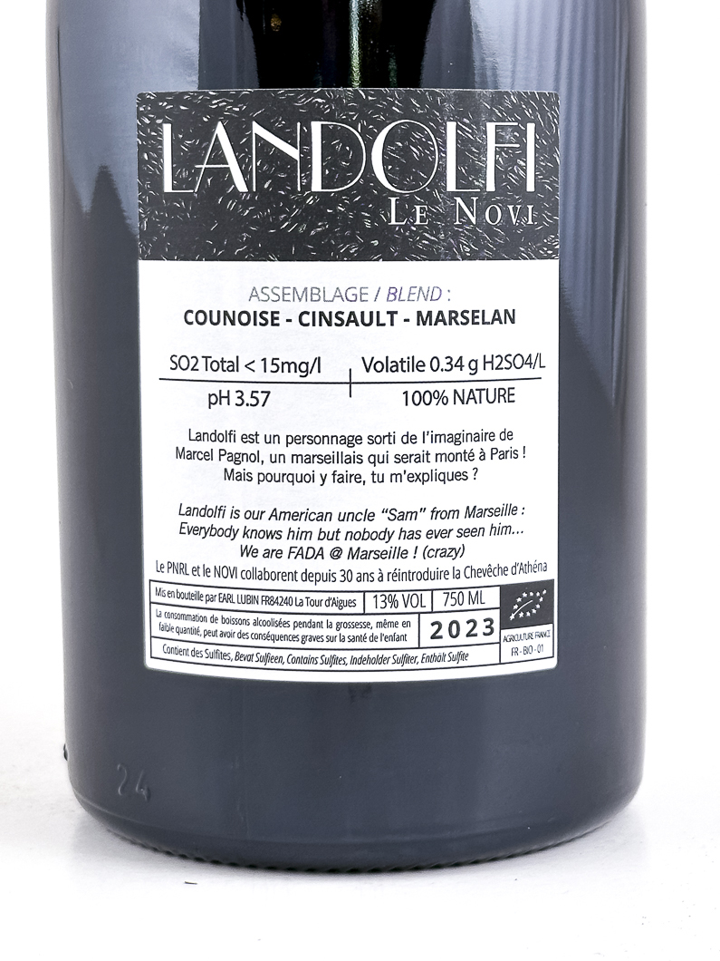 Vin de France nature Le Novi landolfi BIO 2023 75 cl Rouge
