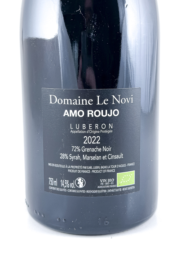 AOP Lubéron Le Novi Amo roujo BIO 2022 75 cl Rouge