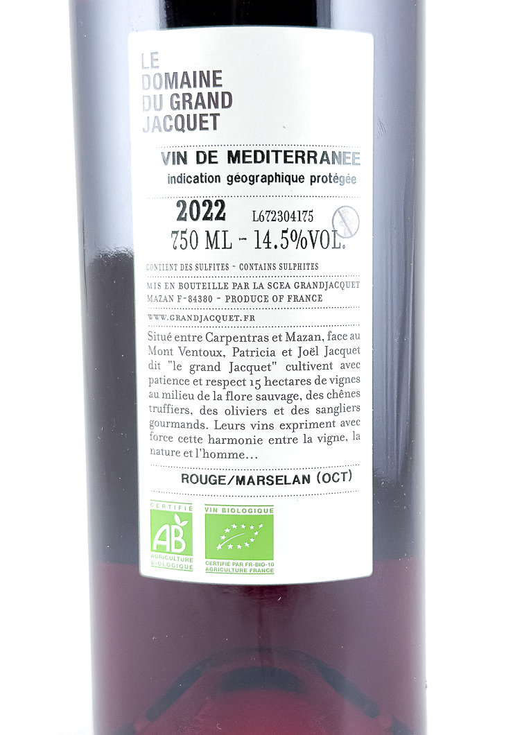 IGP Pays de la Méditerranée Le Grand Jacquet le gourmande de vigne BIO 2022 75 cl Moelleux