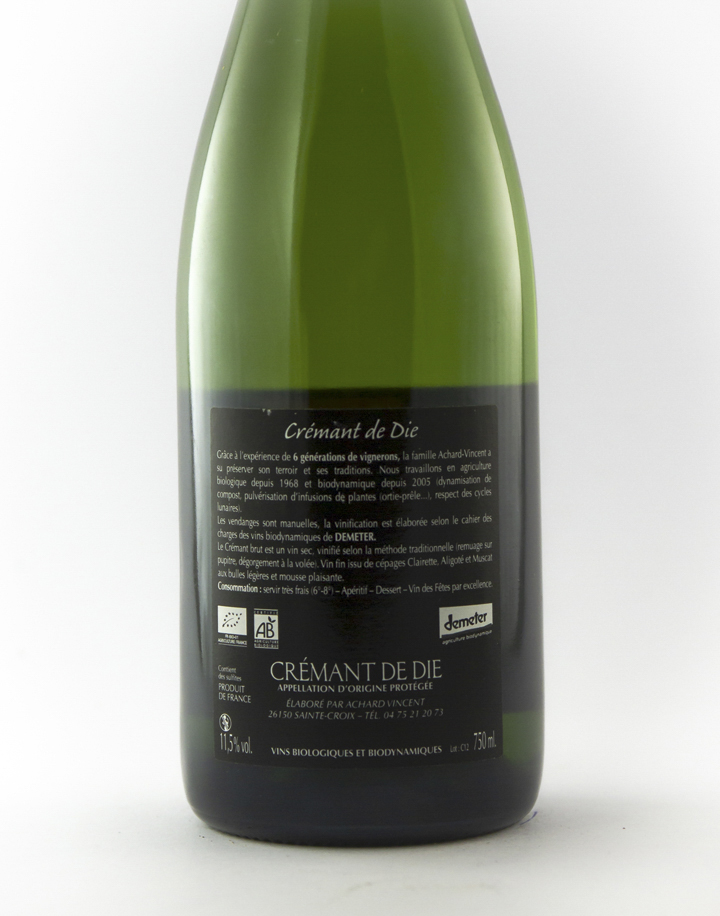 Crémant de Die Achard Vincent Petit Jules BIO sans sulfite ajouté-non dosé 2022 75 cl Bulles - Blanc