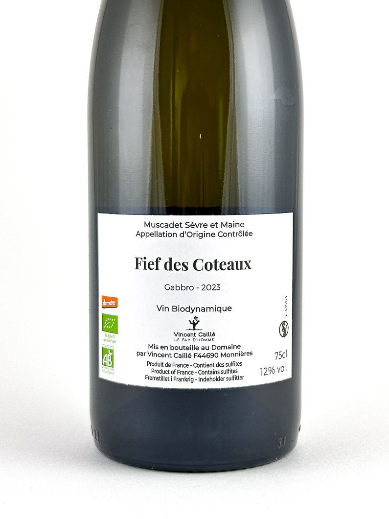AOP Muscadet sur Lie Le fayt d'homme, Vincent caille Fief des coteaux, Bio, Biodynamie 2023 75 cl Blanc