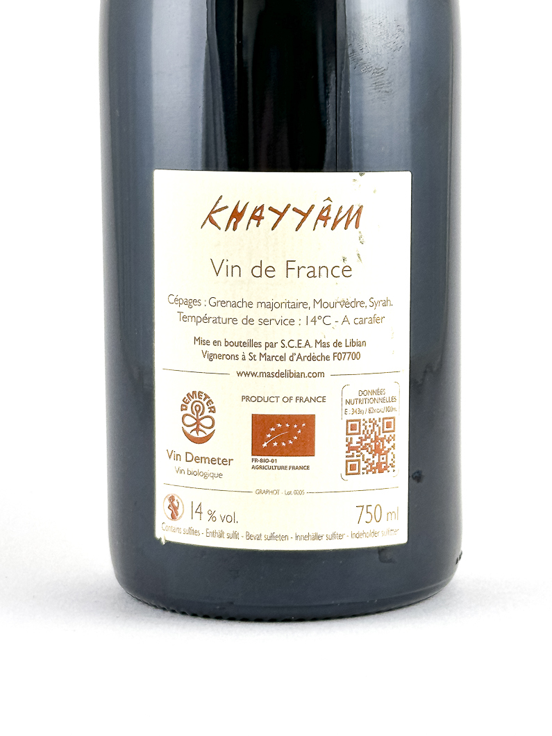 Côtes du Rhône Mas de Libian Khayyâm BIO 2023 75 cl Rouge