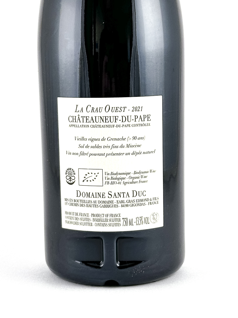 Châteauneuf du pape Santa Duc Le Crau Ouest, BIO, Biodynamie 2021 75 cl Rouge