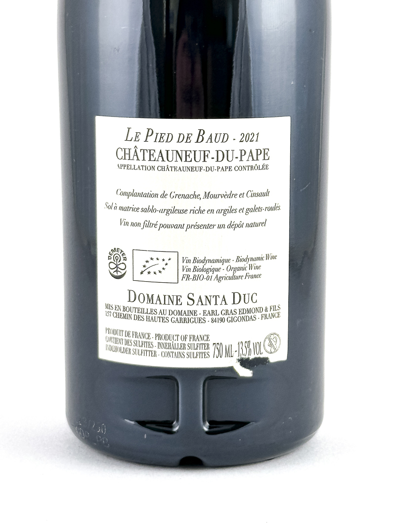 Châteauneuf du pape Santa Duc Le Pied de Baud, BIO, Biodynamie 2021 75 cl Rouge