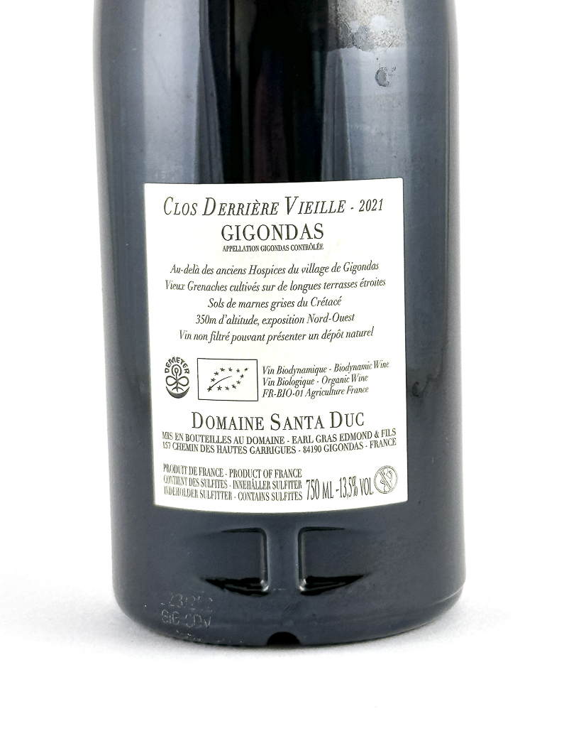 Gigondas Santa Duc Clos Derrière Vieille, BIO, Biodynamie 2021 75 cl Rouge