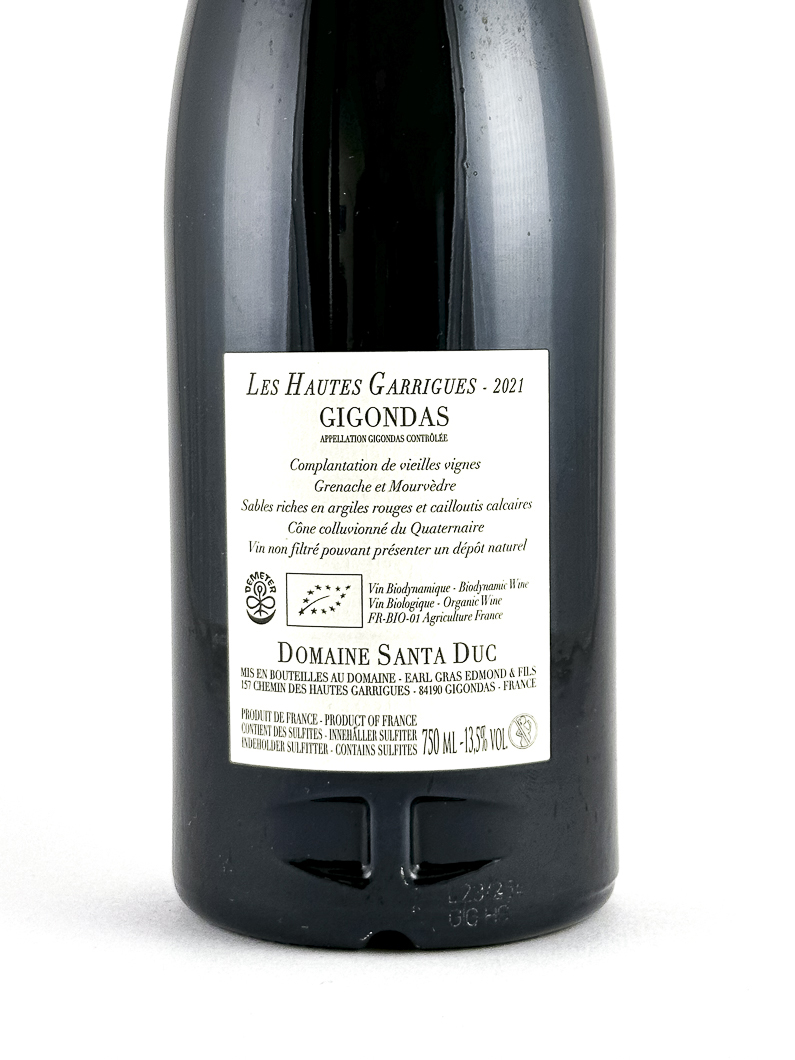Gigondas Santa Duc Les Hautes Garrigues, BIO, Biodynamie 2021 75 cl Rouge