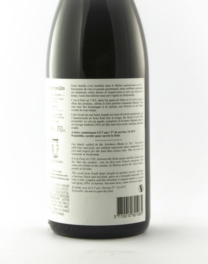 Saint Joseph de boel france Rue des Poulies  BIODYNAMIE 2023 75 cl Rouge