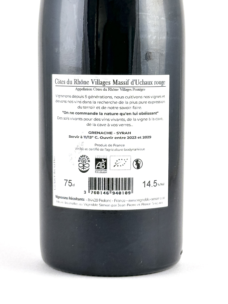 Villages Uchaux Simian Jocundaz BIO 2022 75 cl Rouge