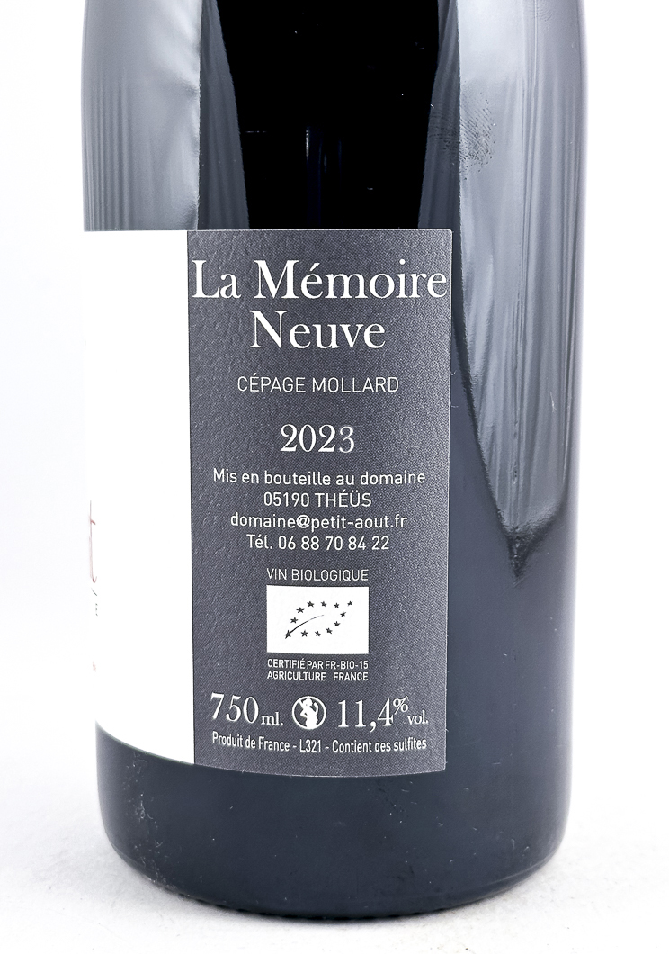 IGP Hautes Alpes Petit Aout La mémoire neuve BIO 2023 75 cl Rouge