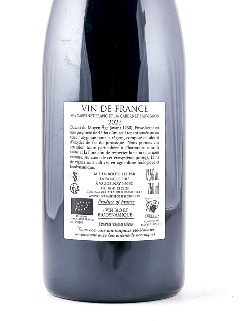 Vin de France Chateau de Fosse Sèche eolithe BIO 2023 75 cl Rouge