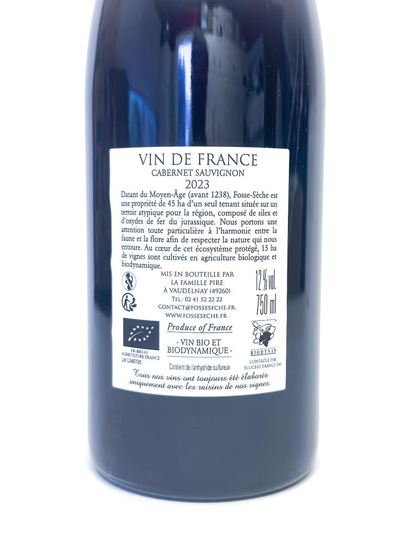 Vin de France Chateau de Fosse Sèche laurasie BIO 2023 75 cl Rouge