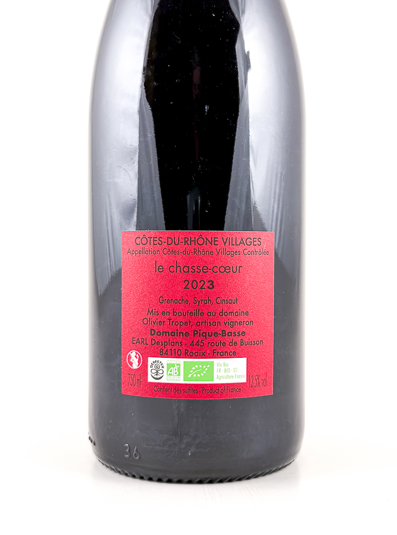 Côtes du Rhône Pique Basse Chasse Coeur BIOYNAMIE 2023 75 cl Rouge