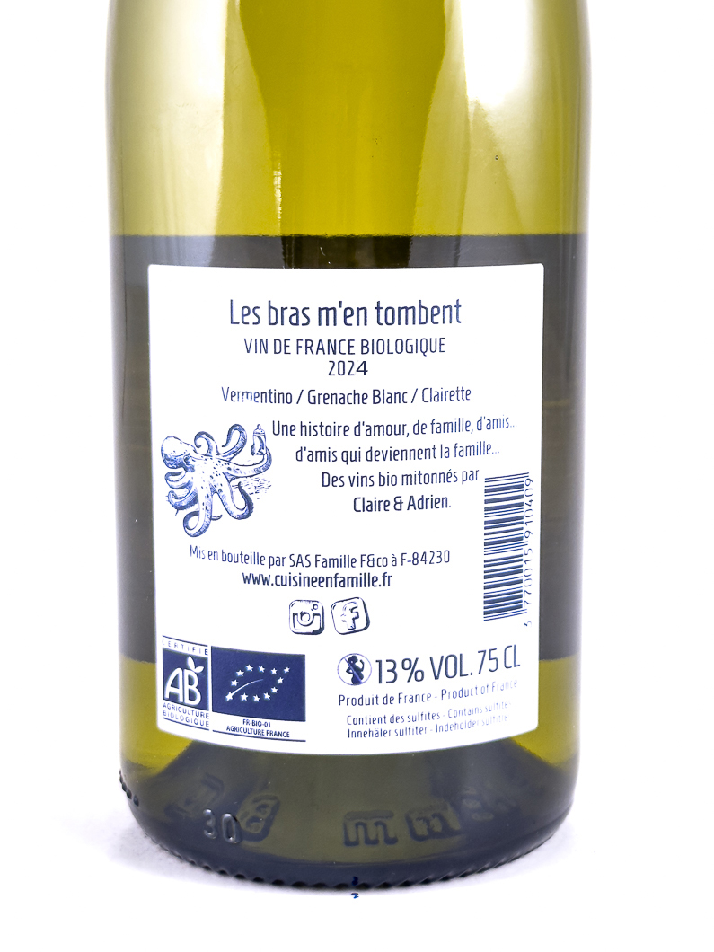 Vin de France Cuisine en Famille Les bras m'en tombent BIO 2024 75 cl Blanc