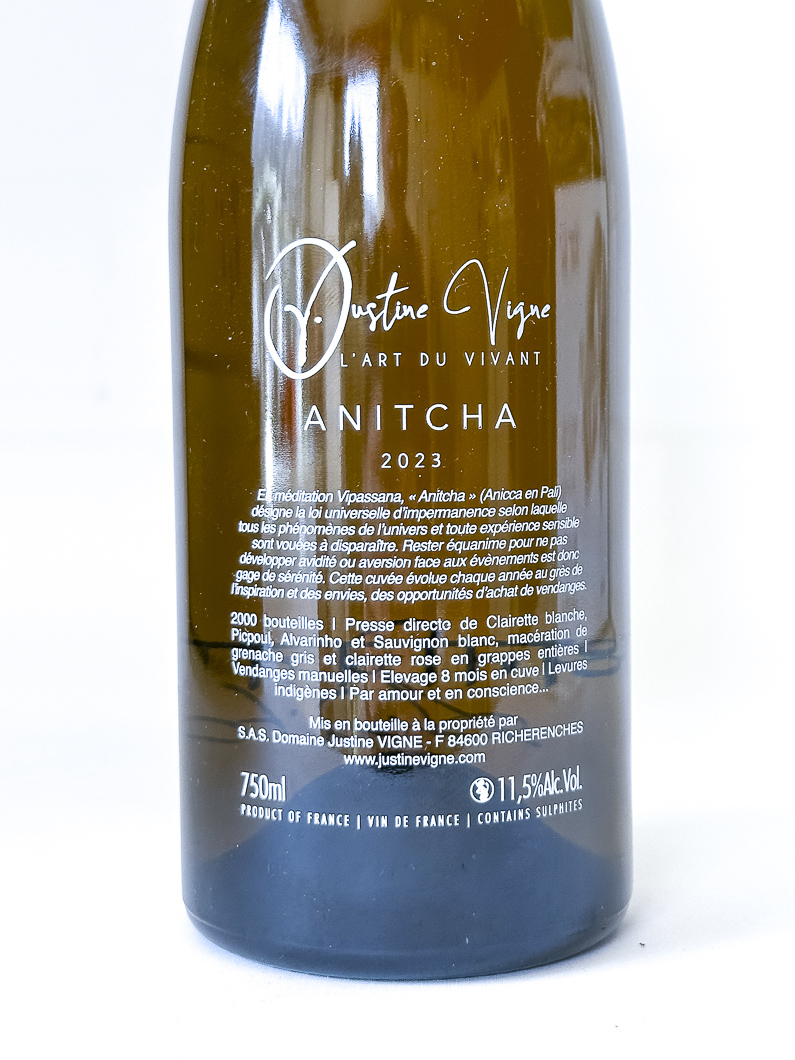 Vin de France, conversion Bio Justine Vigne Anitcha 2023 75 cl Blanc