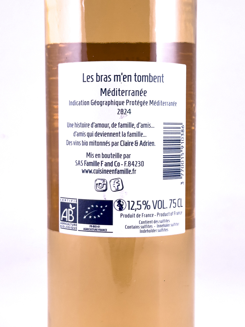 Vin de France Cuisine en Famille Les bras m'en tombent BIO 2024 75 cl Rosé