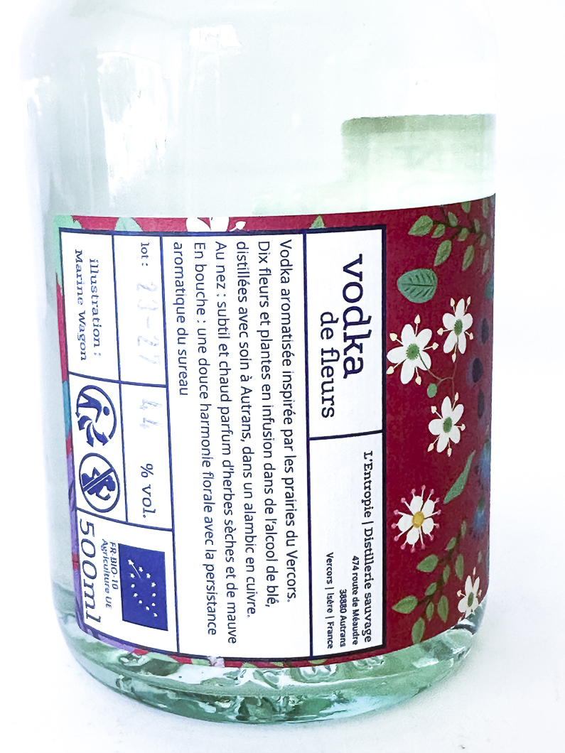 Vodka L'entropie Vodka de fleurs, Bio 50 cl Alcool