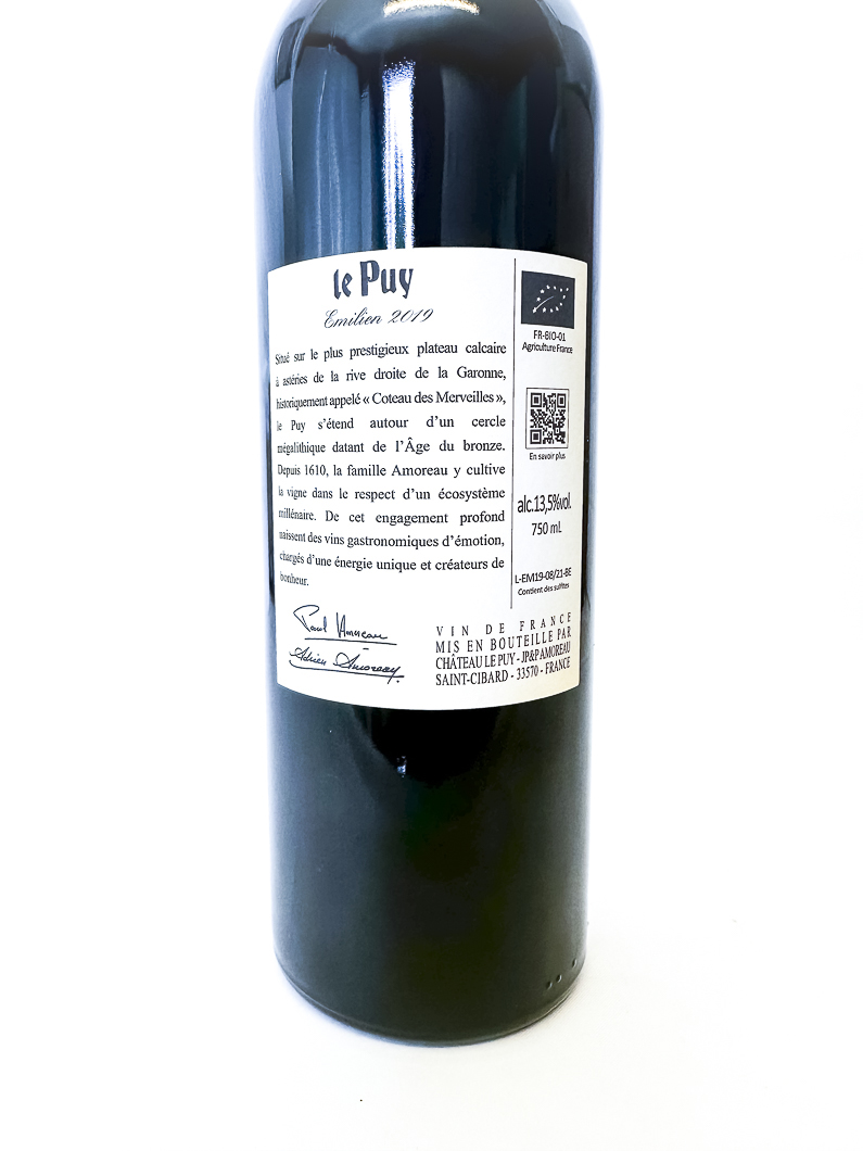 Vin de France Chateau Le Puy Emilien , BIO 2019 75 cl Rouge