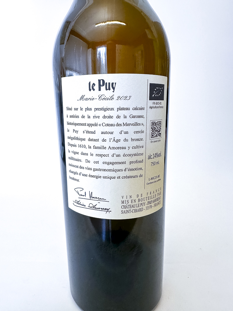 Vin de France Chateau Le Puy Marie Cécile , BIO 2024 75 cl Blanc