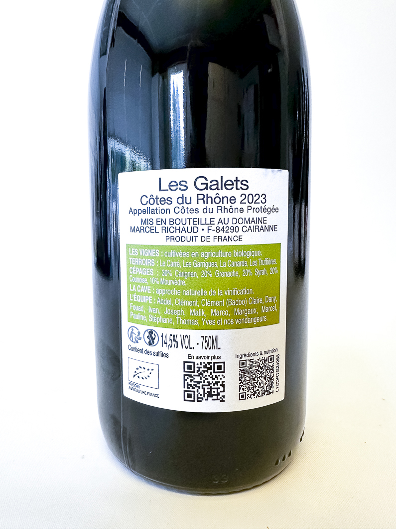 côte du rhône Richaud Les Galets, BIO 2023 75 cl Rouge