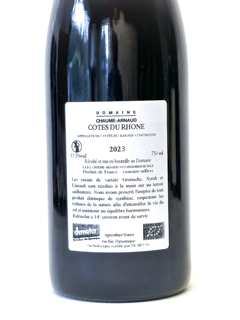 CDR Chaume Arnaud Côte du Rhône BIO 2023 75 cl Rouge