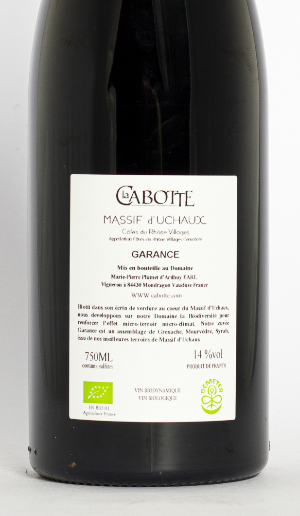 CDR Villages -  Massif d'uchaux La Cabotte Garance BIOdynamie 2022 75 cl Rouge