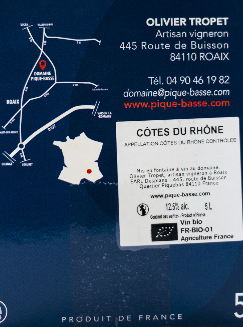 VSIG Pique Basse BIB (cubi) BIO 500 cl Blanc