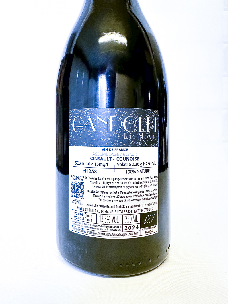 Vin de France nature Le Novi gandolfi BIO 2024 75 cl Rouge