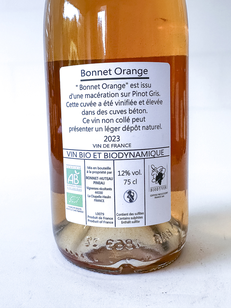 VDF Bonnet-Huteau Loire Les Bonnets oranges BIO 2023 75 cl Orange