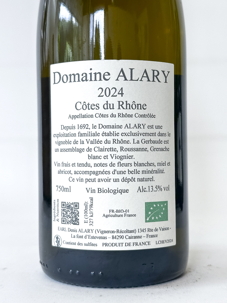 CDR Villages - Cairanne Denis et Daniel Alary  La Gerbaude BIO 2024 75 cl Blanc