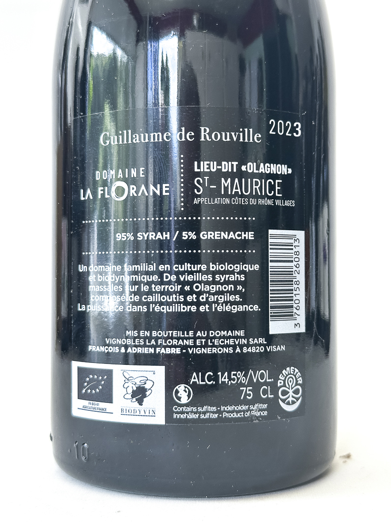 CDR AOC Saint Maurice La Florane Guillaume de Rouville BIOYNAMIE 2023 75 cl Rouge