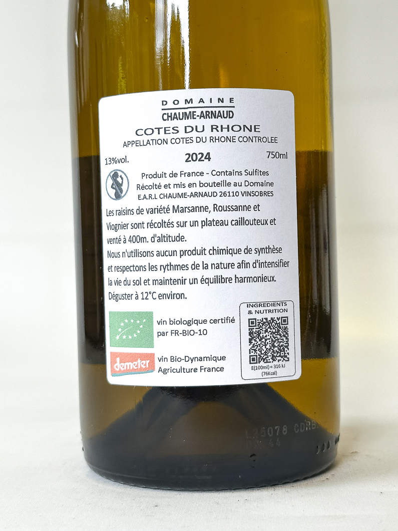 Côtes du Rhône Chaume Arnaud Blanc BIO 2024 75 cl Blanc