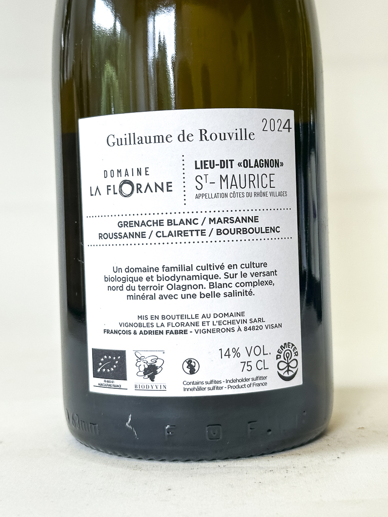 CDR AOC Saint Maurice La Florane Guillaume de Rouville BIODYNAMIE 2024 75 cl Blanc