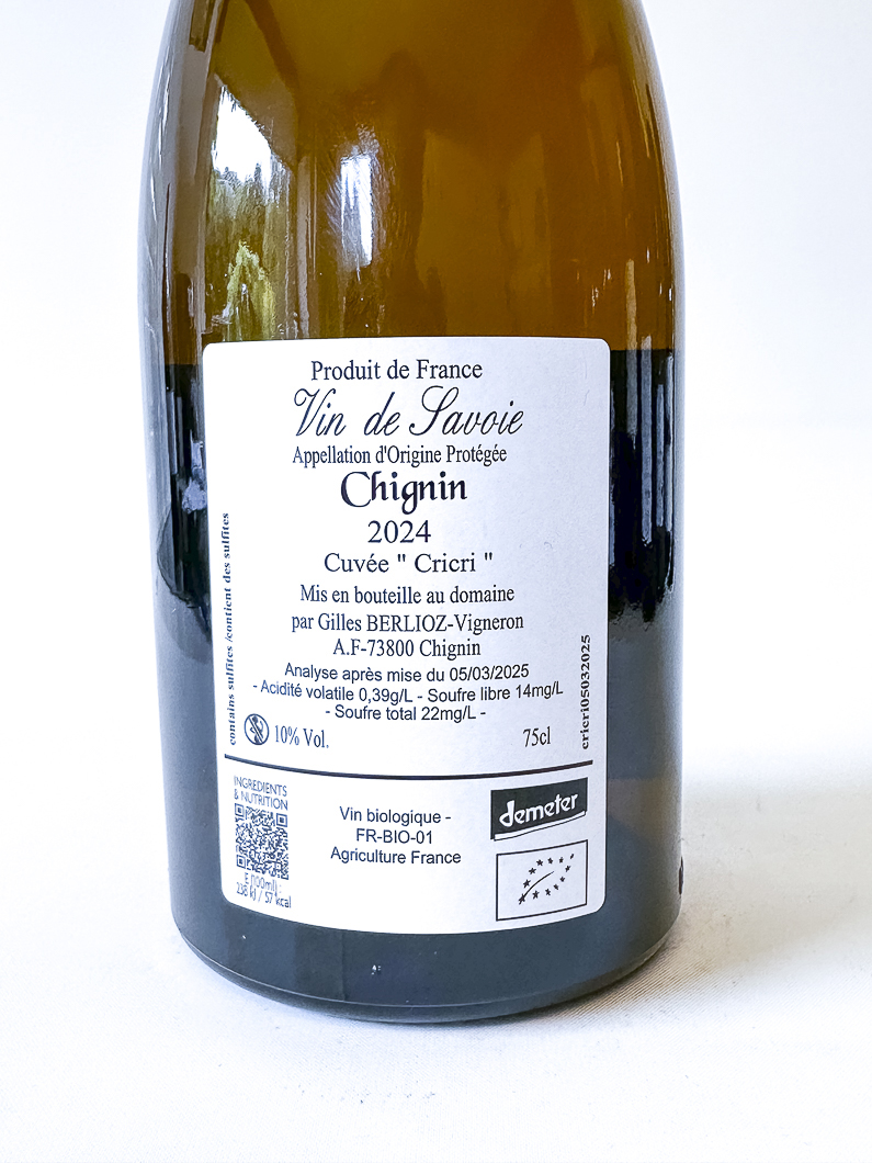 chignin blanc Gilles Berlioz Cricri 2024 75 cl Blanc