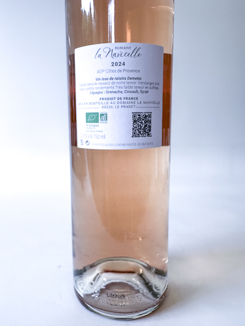 côte de provence origine protégée de la Navicelle A Flot, BIO 2024 75 cl Rosé
